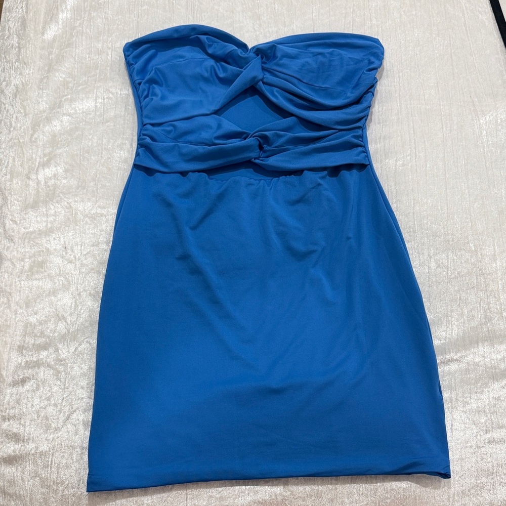 American Threads Strapless Royal Blue Dress
